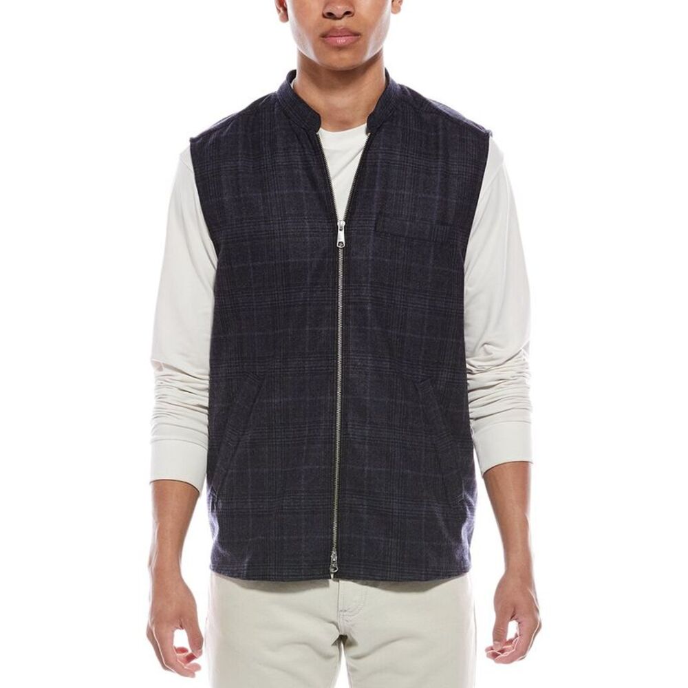 Eton Mens Twill Wool & Cashmere-Blend Vest, Blue